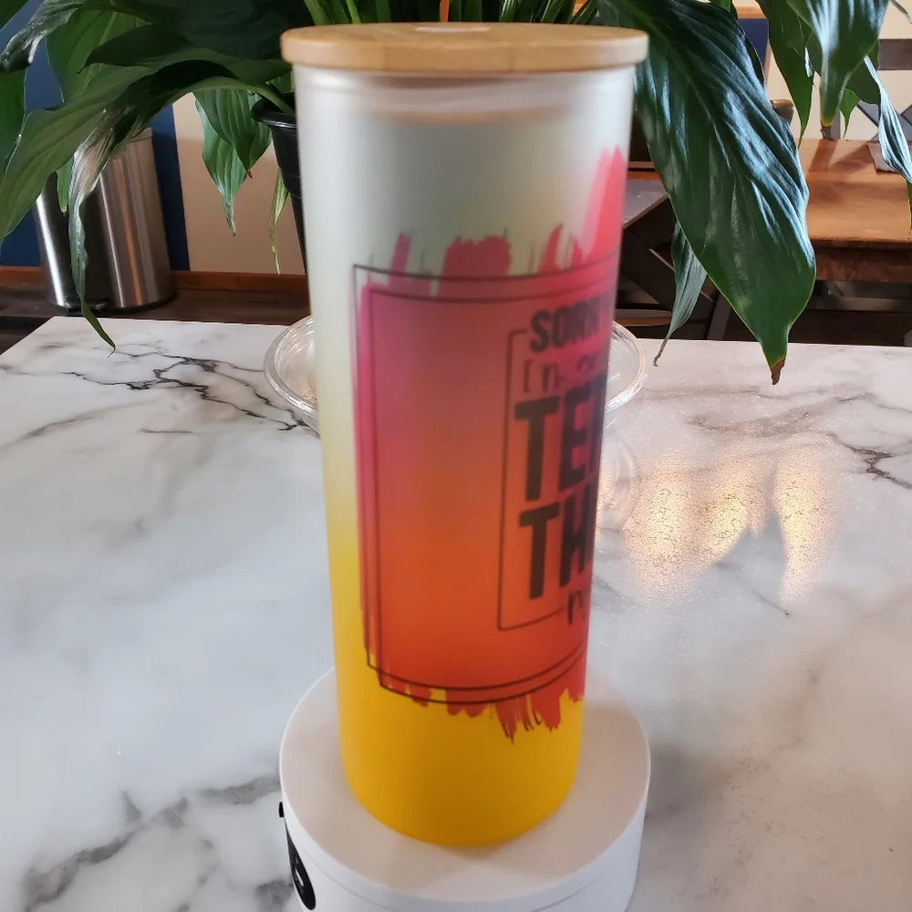 TERRIBLE THIRTIES 20oz Gradient Yellow Glass Tumbler with duo lids 🎉sale